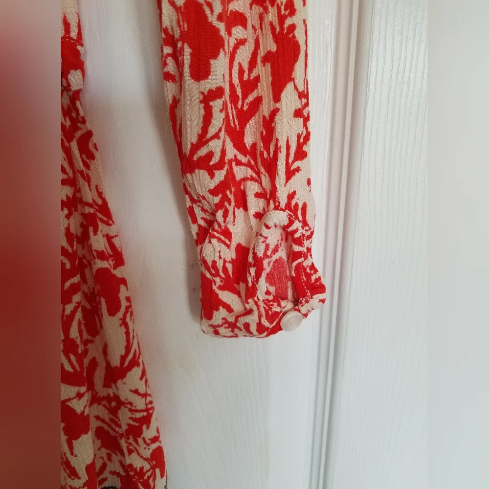 Free People Red Gray Floral Romper Size Small - Picture 10 of 14